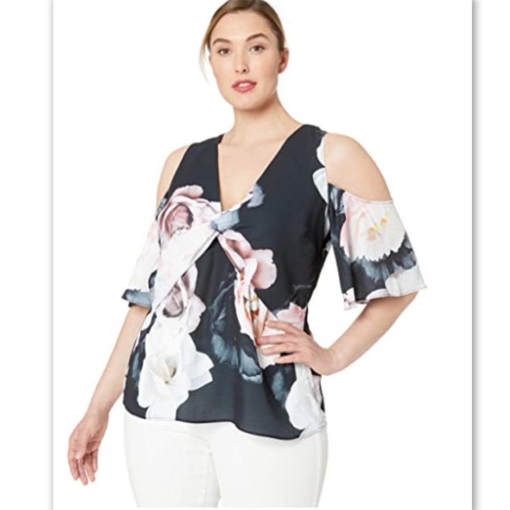 NWT! City Chic Austin Floral Cold Shoulder Blouse XXL 24